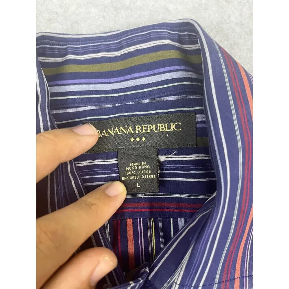 Banana Republic Shirt Men's Size Large Blue‎ Striped